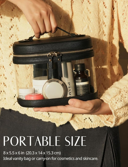 Clear Makeup Bag Travel Cosmetic Case Transparent Toiletry Bag with Zipper, Portable Make Up Organizer Traveling Compact Car Bag for Essentials, Sage Green, Medium