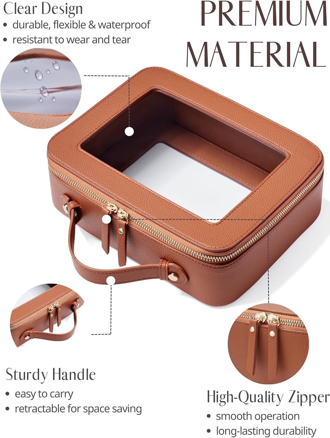 Clear Makeup Bag Travel Cosmetic Case Transparent Toiletry Bag with Zipper, Portable Make Up Organizer Traveling Compact Car Bag for Essentials, Sage Green, Medium