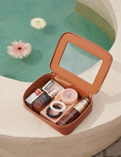 Clear Makeup Bag Travel Cosmetic Case Transparent Toiletry Bag with Zipper, Portable Make Up Organizer Traveling Compact Car Bag for Essentials, Sage Green, Medium