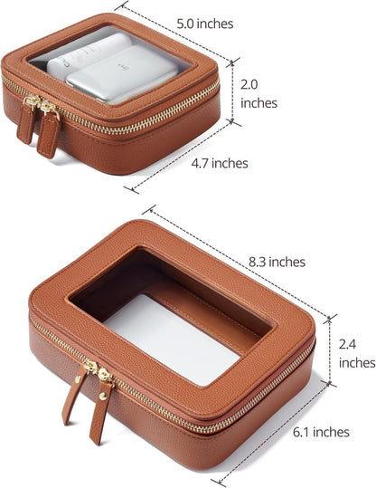 Clear Makeup Bag Travel Cosmetic Case Transparent Toiletry Bag with Zipper, Portable Make Up Organizer Traveling Compact Car Bag for Essentials, Sage Green, Medium