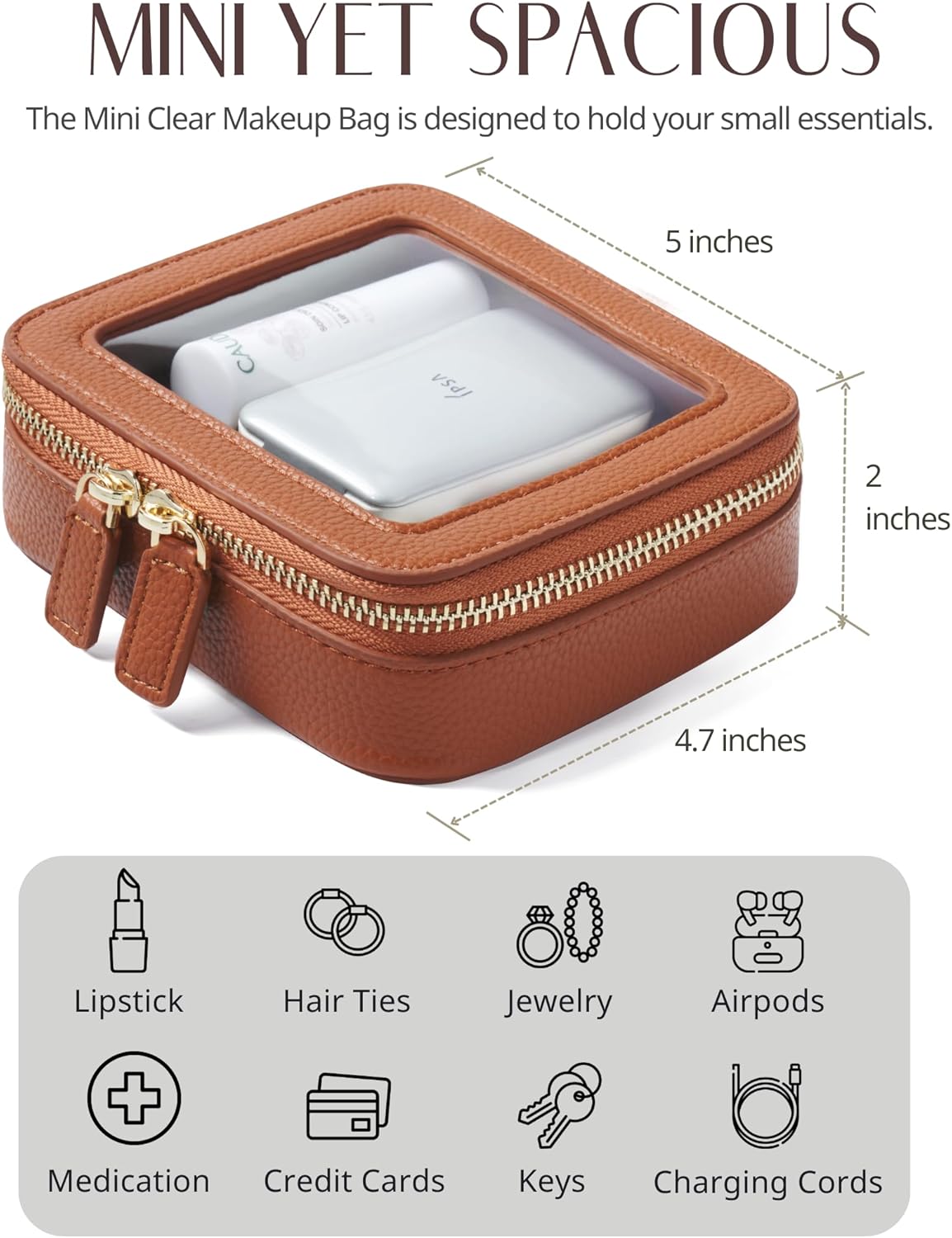 Clear Makeup Bag Travel Cosmetic Case Transparent Toiletry Bag with Zipper, Portable Make Up Organizer Traveling Compact Car Bag for Essentials, Sage Green, Medium