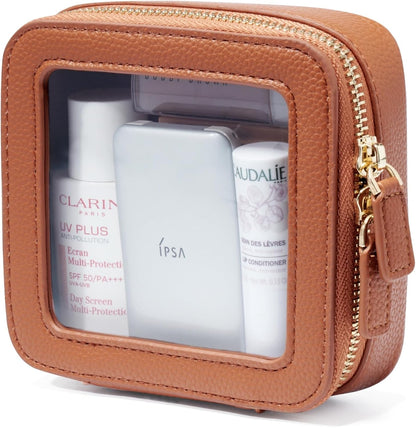 Clear Makeup Bag Travel Cosmetic Case Transparent Toiletry Bag with Zipper, Portable Make Up Organizer Traveling Compact Car Bag for Essentials, Sage Green, Medium