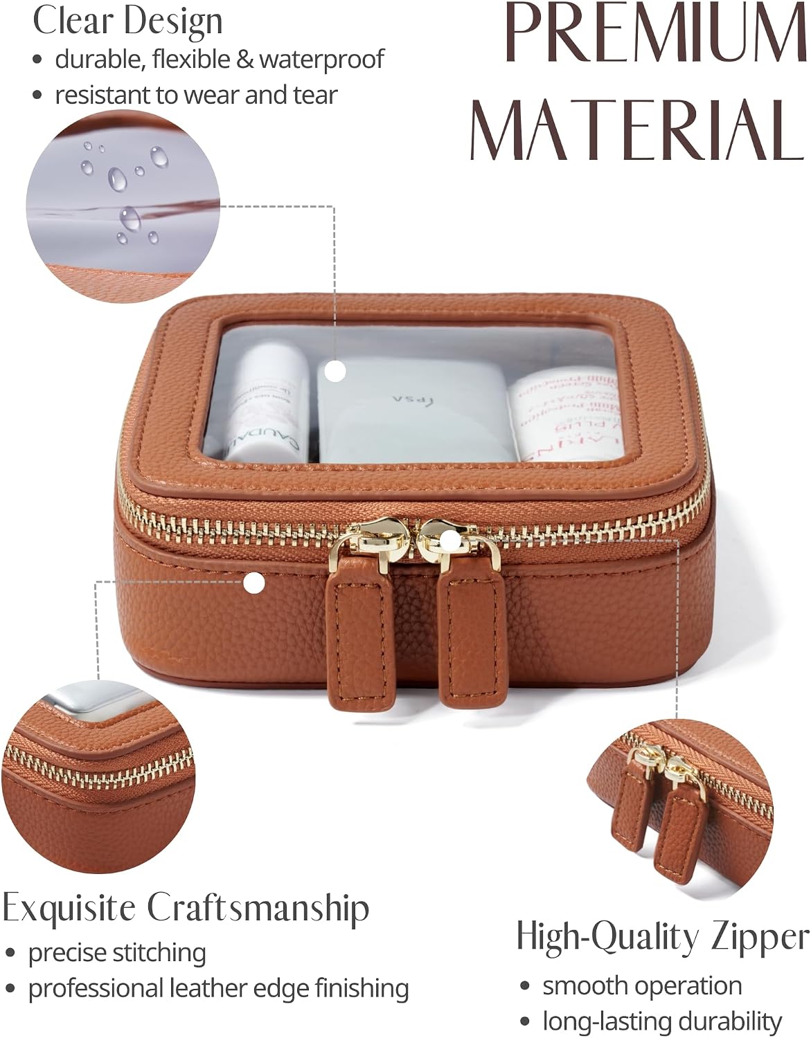 Clear Makeup Bag Travel Cosmetic Case Transparent Toiletry Bag with Zipper, Portable Make Up Organizer Traveling Compact Car Bag for Essentials, Sage Green, Medium