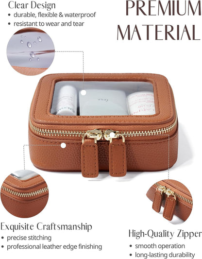 Clear Makeup Bag Travel Cosmetic Case Transparent Toiletry Bag with Zipper, Portable Make Up Organizer Traveling Compact Car Bag for Essentials, Sage Green, Medium