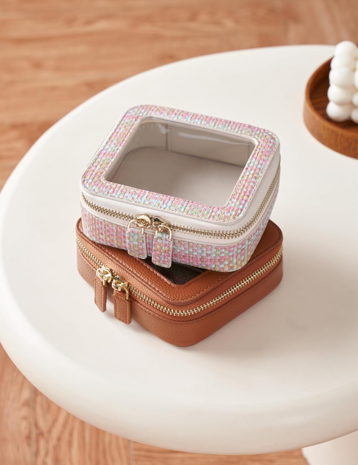 Clear Makeup Bag Travel Cosmetic Case Transparent Toiletry Bag with Zipper, Portable Make Up Organizer Traveling Compact Car Bag for Essentials, Sage Green, Medium