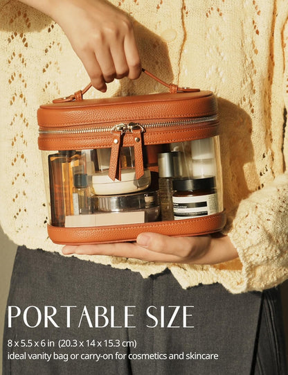 Clear Makeup Bag Travel Cosmetic Case Transparent Toiletry Bag with Zipper, Portable Make Up Organizer Traveling Compact Car Bag for Essentials, Sage Green, Medium