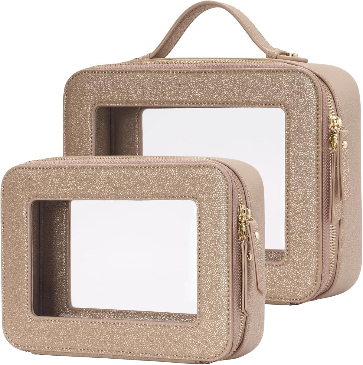 Clear Makeup Bag Travel Cosmetic Case Transparent Toiletry Bag with Zipper, Portable Make Up Organizer Traveling Compact Car Bag for Essentials, Sage Green, Medium