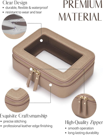 Clear Makeup Bag Travel Cosmetic Case Transparent Toiletry Bag with Zipper, Portable Make Up Organizer Traveling Compact Car Bag for Essentials, Sage Green, Medium