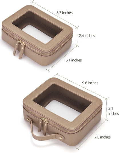 Clear Makeup Bag Travel Cosmetic Case Transparent Toiletry Bag with Zipper, Portable Make Up Organizer Traveling Compact Car Bag for Essentials, Sage Green, Medium