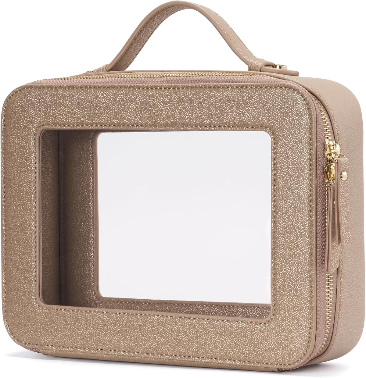 Clear Makeup Bag Travel Cosmetic Case Transparent Toiletry Bag with Zipper, Portable Make Up Organizer Traveling Compact Car Bag for Essentials, Sage Green, Medium