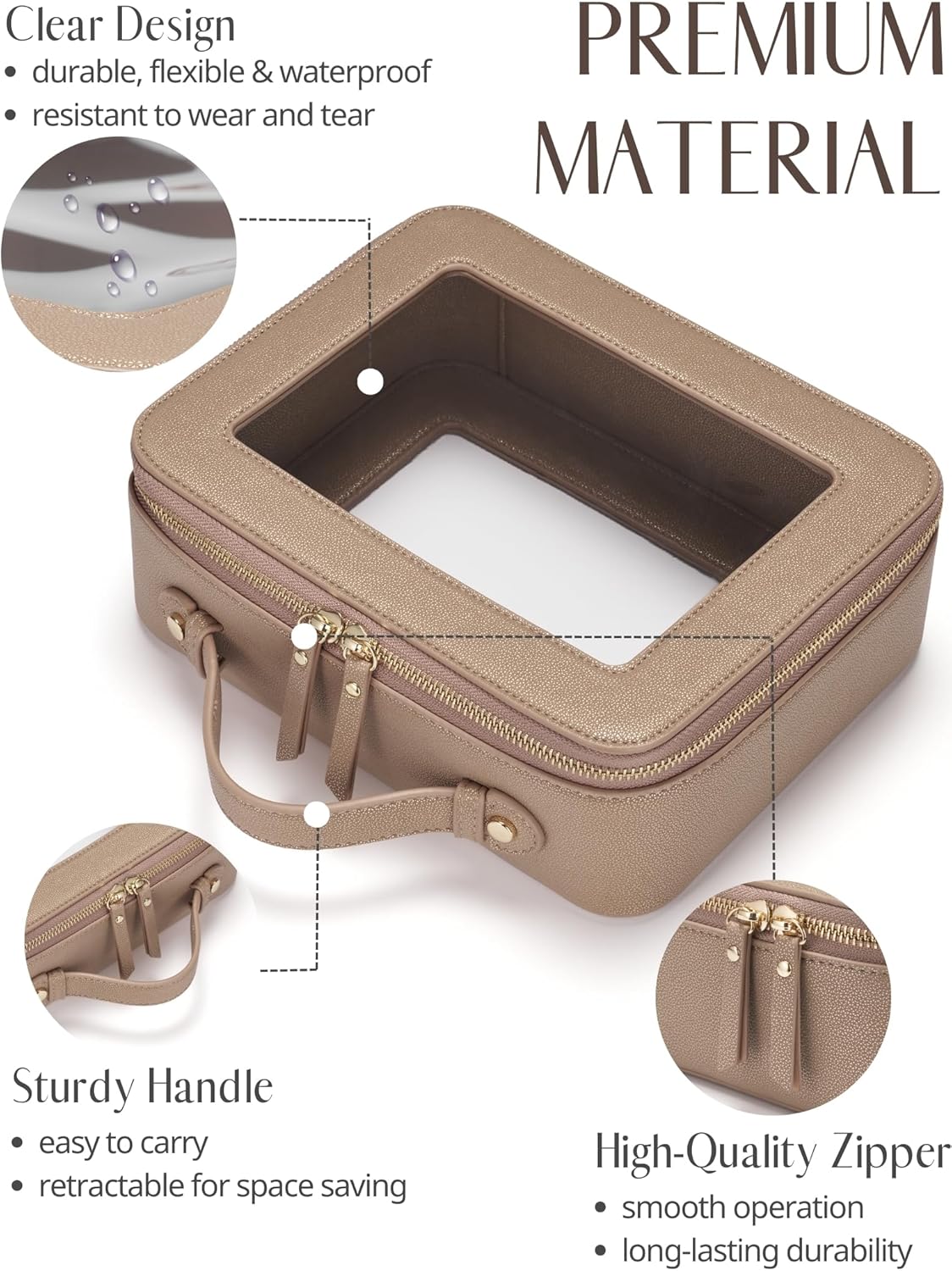 Clear Makeup Bag Travel Cosmetic Case Transparent Toiletry Bag with Zipper, Portable Make Up Organizer Traveling Compact Car Bag for Essentials, Sage Green, Medium