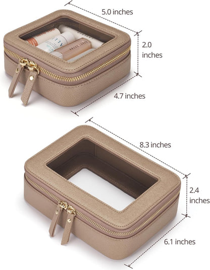 Clear Makeup Bag Travel Cosmetic Case Transparent Toiletry Bag with Zipper, Portable Make Up Organizer Traveling Compact Car Bag for Essentials, Sage Green, Medium