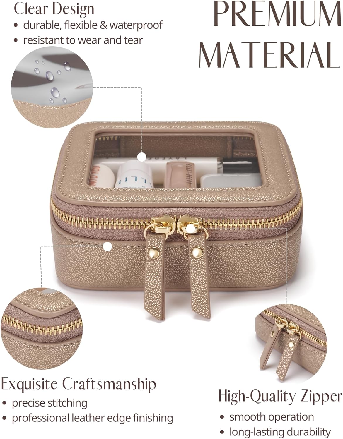 Clear Makeup Bag Travel Cosmetic Case Transparent Toiletry Bag with Zipper, Portable Make Up Organizer Traveling Compact Car Bag for Essentials, Sage Green, Medium