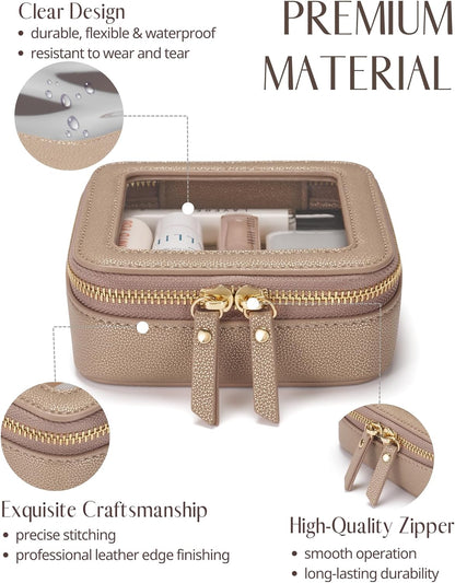 Clear Makeup Bag Travel Cosmetic Case Transparent Toiletry Bag with Zipper, Portable Make Up Organizer Traveling Compact Car Bag for Essentials, Sage Green, Medium