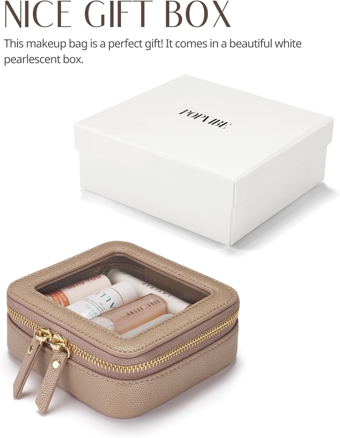 Clear Makeup Bag Travel Cosmetic Case Transparent Toiletry Bag with Zipper, Portable Make Up Organizer Traveling Compact Car Bag for Essentials, Sage Green, Medium