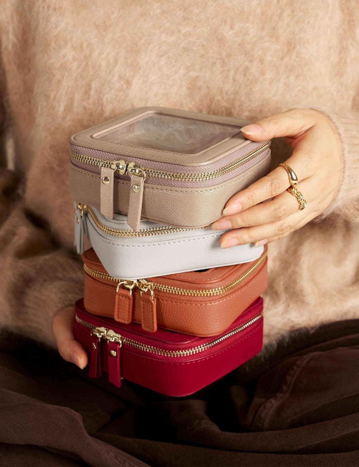 Clear Makeup Bag Travel Cosmetic Case Transparent Toiletry Bag with Zipper, Portable Make Up Organizer Traveling Compact Car Bag for Essentials, Sage Green, Medium