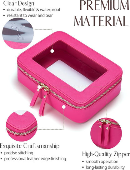 Clear Makeup Bag Travel Cosmetic Case Transparent Toiletry Bag with Zipper, Portable Make Up Organizer Traveling Compact Car Bag for Essentials, Sage Green, Medium