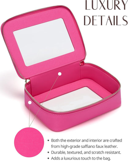 Clear Makeup Bag Travel Cosmetic Case Transparent Toiletry Bag with Zipper, Portable Make Up Organizer Traveling Compact Car Bag for Essentials, Sage Green, Medium