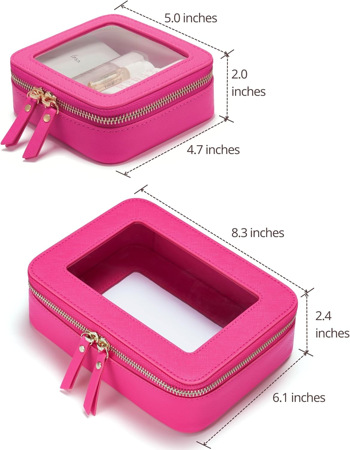 Clear Makeup Bag Travel Cosmetic Case Transparent Toiletry Bag with Zipper, Portable Make Up Organizer Traveling Compact Car Bag for Essentials, Sage Green, Medium