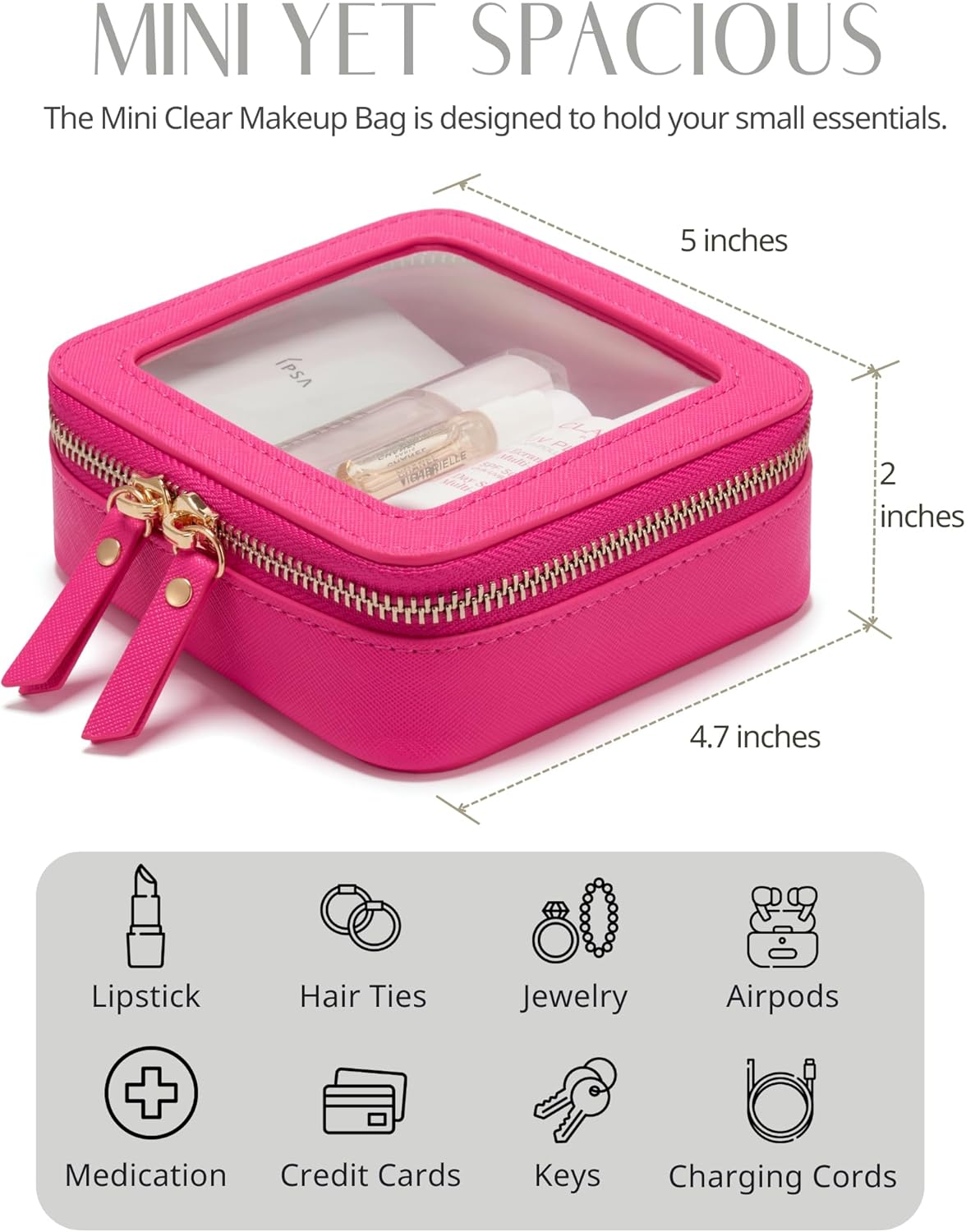 Clear Makeup Bag Travel Cosmetic Case Transparent Toiletry Bag with Zipper, Portable Make Up Organizer Traveling Compact Car Bag for Essentials, Sage Green, Medium
