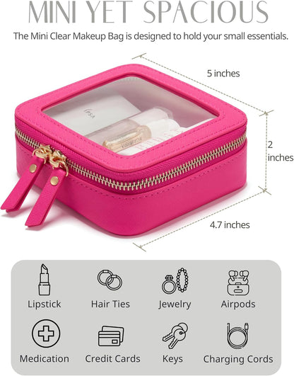 Clear Makeup Bag Travel Cosmetic Case Transparent Toiletry Bag with Zipper, Portable Make Up Organizer Traveling Compact Car Bag for Essentials, Sage Green, Medium