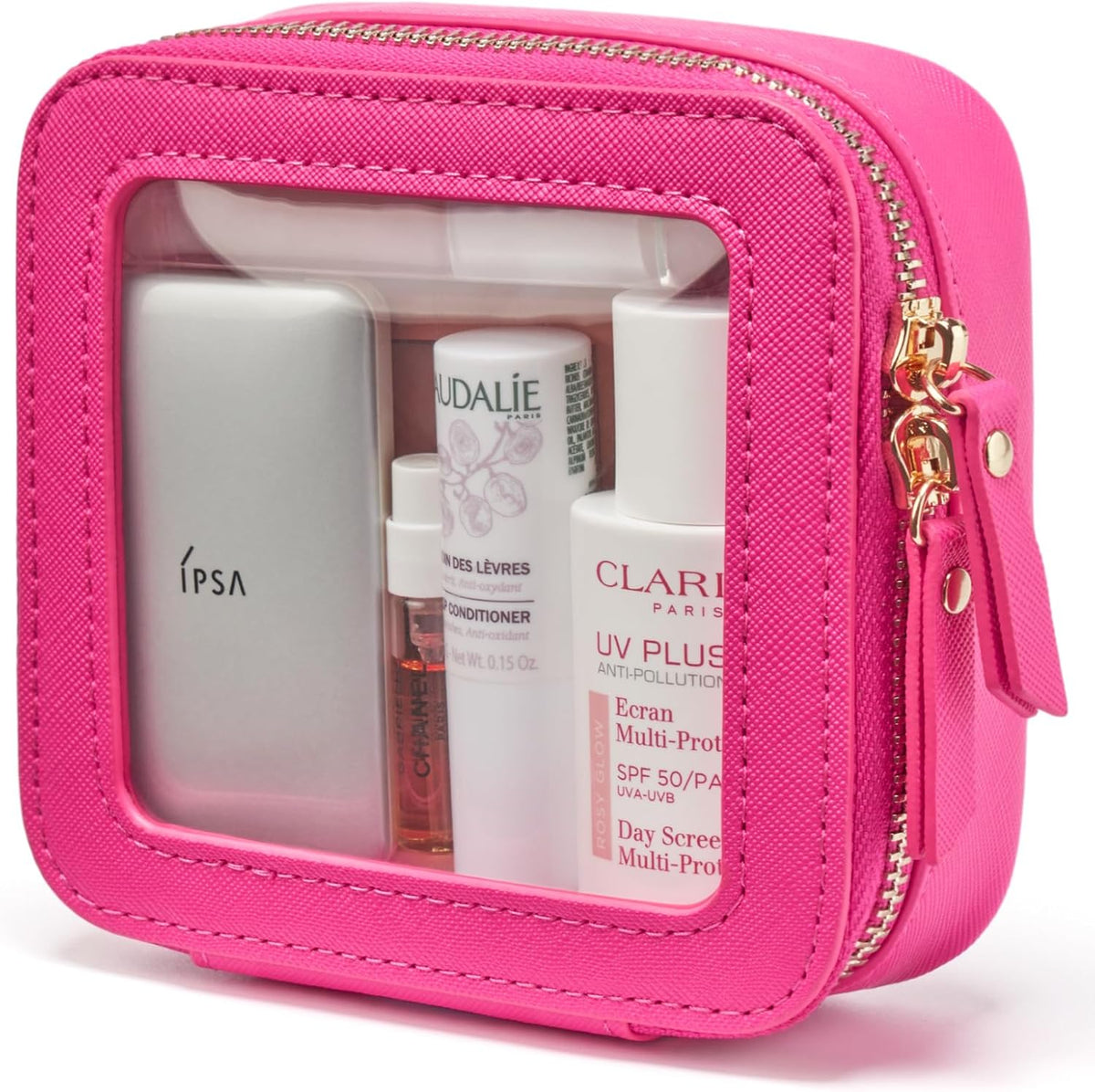 Clear Makeup Bag Travel Cosmetic Case Transparent Toiletry Bag with Zipper, Portable Make Up Organizer Traveling Compact Car Bag for Essentials, Sage Green, Medium