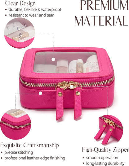 Clear Makeup Bag Travel Cosmetic Case Transparent Toiletry Bag with Zipper, Portable Make Up Organizer Traveling Compact Car Bag for Essentials, Sage Green, Medium