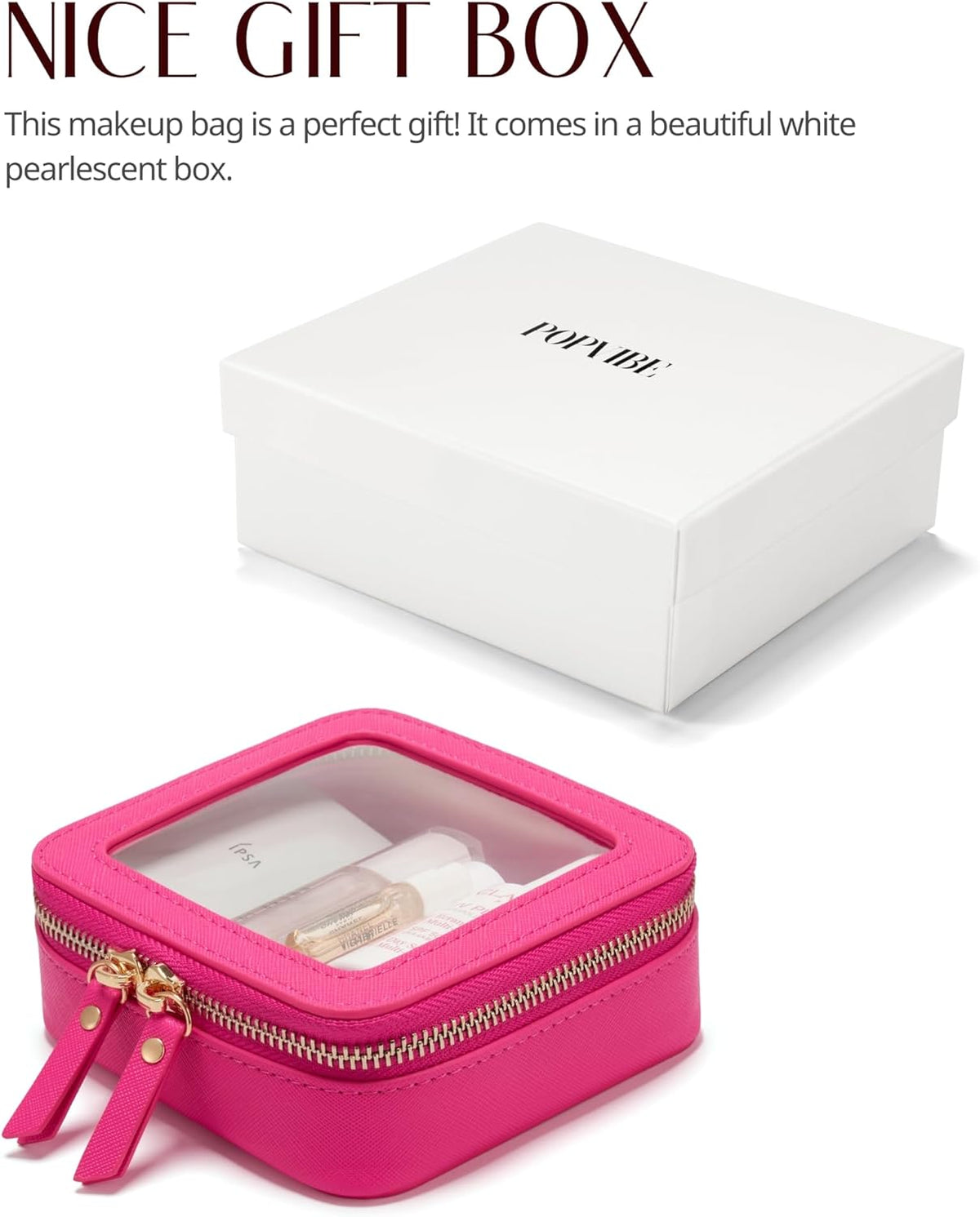 Clear Makeup Bag Travel Cosmetic Case Transparent Toiletry Bag with Zipper, Portable Make Up Organizer Traveling Compact Car Bag for Essentials, Sage Green, Medium