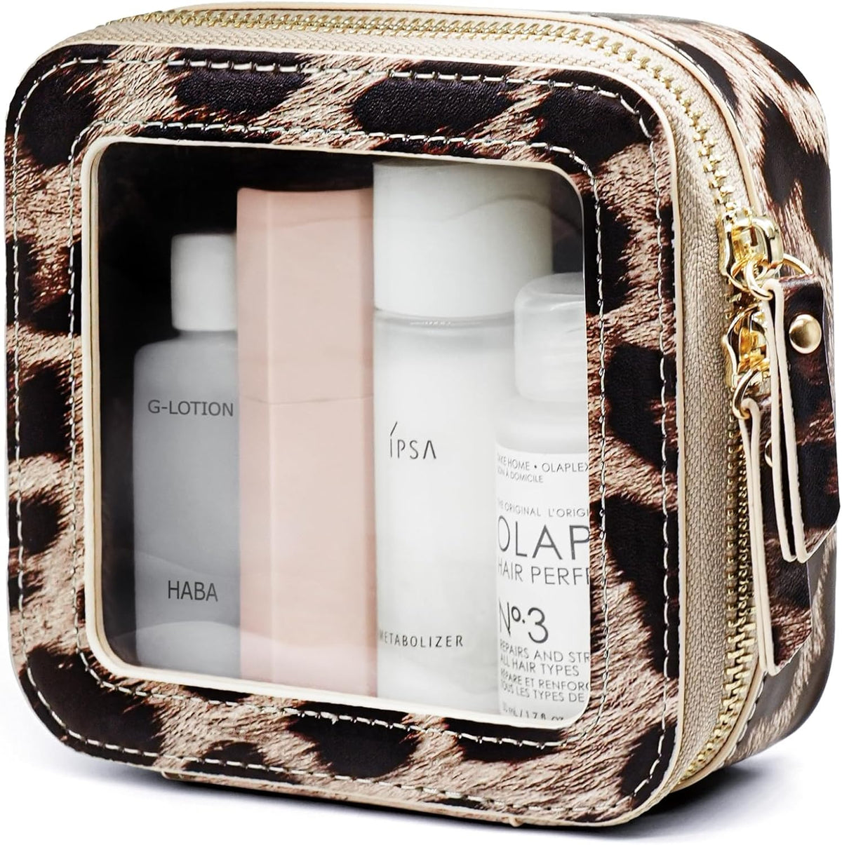 Clear Makeup Bag Travel Cosmetic Case Transparent Toiletry Bag with Zipper, Portable Make Up Organizer Traveling Compact Car Bag for Essentials, Sage Green, Medium