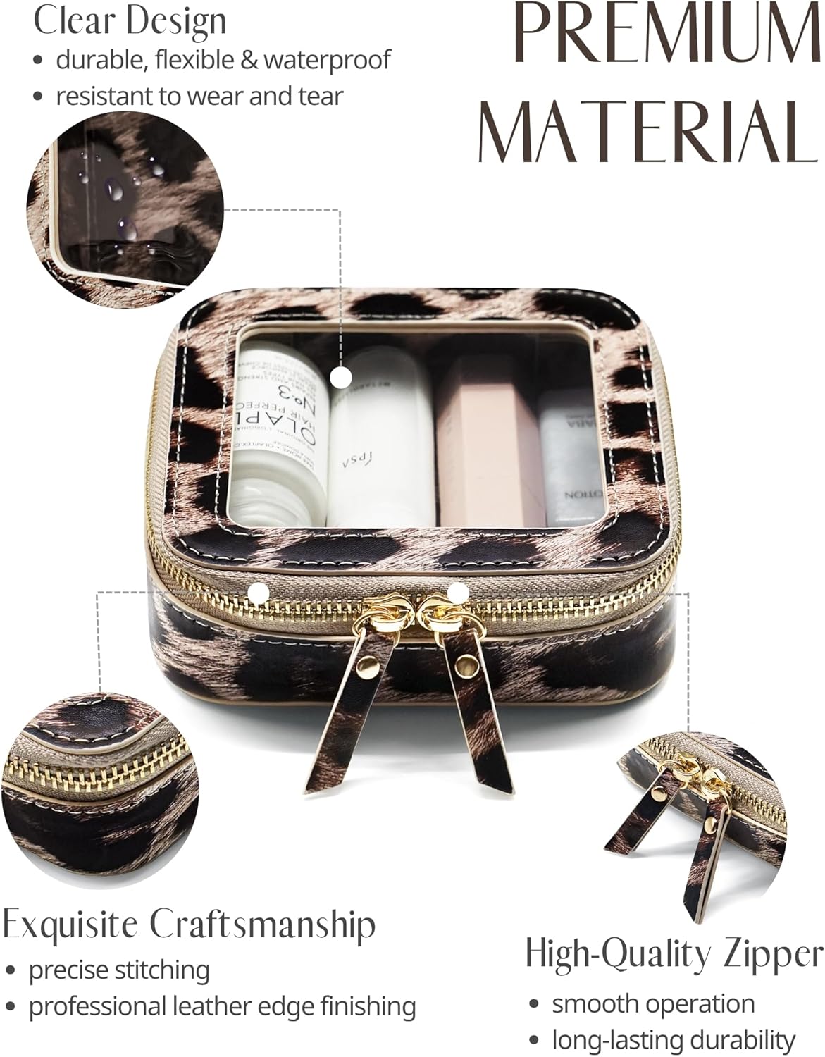 Clear Makeup Bag Travel Cosmetic Case Transparent Toiletry Bag with Zipper, Portable Make Up Organizer Traveling Compact Car Bag for Essentials, Sage Green, Medium