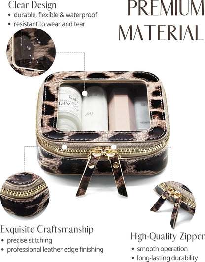 Clear Makeup Bag Travel Cosmetic Case Transparent Toiletry Bag with Zipper, Portable Make Up Organizer Traveling Compact Car Bag for Essentials, Sage Green, Medium