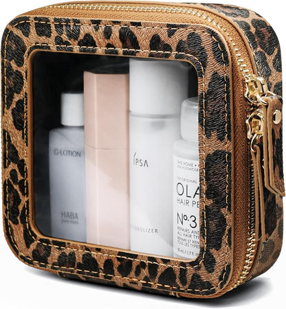 Clear Makeup Bag Travel Cosmetic Case Transparent Toiletry Bag with Zipper, Portable Make Up Organizer Traveling Compact Car Bag for Essentials, Sage Green, Medium