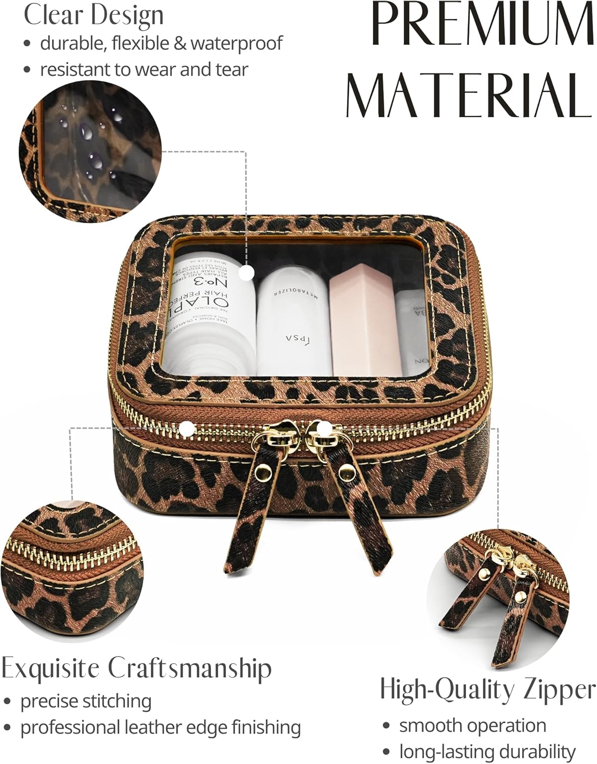 Clear Makeup Bag Travel Cosmetic Case Transparent Toiletry Bag with Zipper, Portable Make Up Organizer Traveling Compact Car Bag for Essentials, Sage Green, Medium