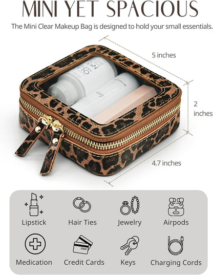 Clear Makeup Bag Travel Cosmetic Case Transparent Toiletry Bag with Zipper, Portable Make Up Organizer Traveling Compact Car Bag for Essentials, Sage Green, Medium