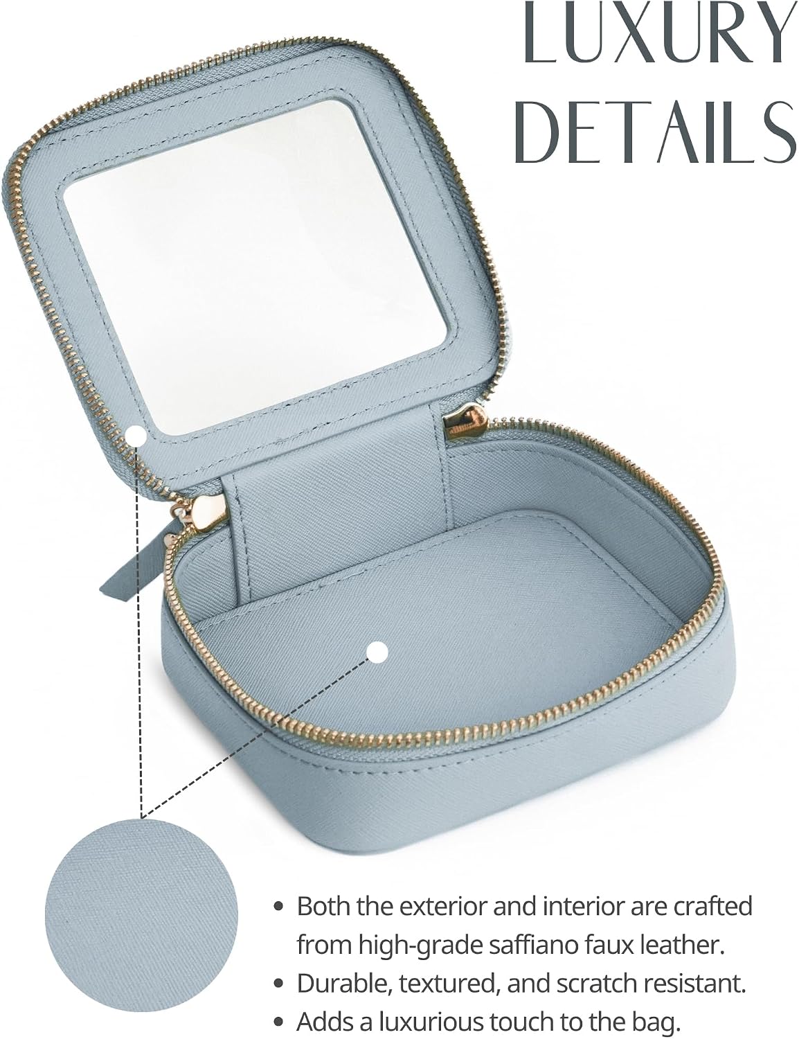 Clear Makeup Bag Travel Cosmetic Case Transparent Toiletry Bag with Zipper, Portable Make Up Organizer Traveling Compact Car Bag for Essentials, Sage Green, Medium