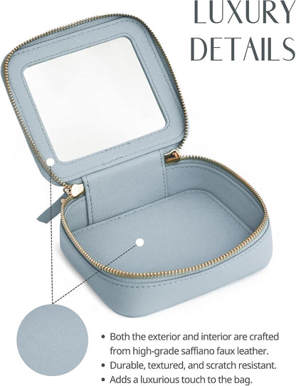 Clear Makeup Bag Travel Cosmetic Case Transparent Toiletry Bag with Zipper, Portable Make Up Organizer Traveling Compact Car Bag for Essentials, Sage Green, Medium