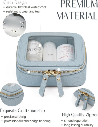 Clear Makeup Bag Travel Cosmetic Case Transparent Toiletry Bag with Zipper, Portable Make Up Organizer Traveling Compact Car Bag for Essentials, Sage Green, Medium