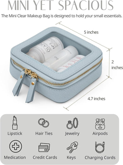 Clear Makeup Bag Travel Cosmetic Case Transparent Toiletry Bag with Zipper, Portable Make Up Organizer Traveling Compact Car Bag for Essentials, Sage Green, Medium