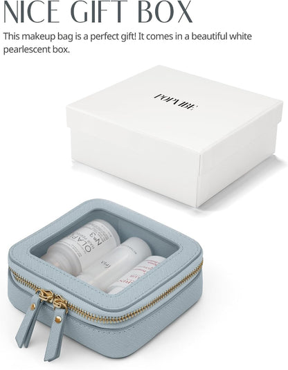 Clear Makeup Bag Travel Cosmetic Case Transparent Toiletry Bag with Zipper, Portable Make Up Organizer Traveling Compact Car Bag for Essentials, Sage Green, Medium