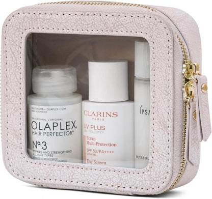 Clear Makeup Bag Travel Cosmetic Case Transparent Toiletry Bag with Zipper, Portable Make Up Organizer Traveling Compact Car Bag for Essentials, Sage Green, Medium