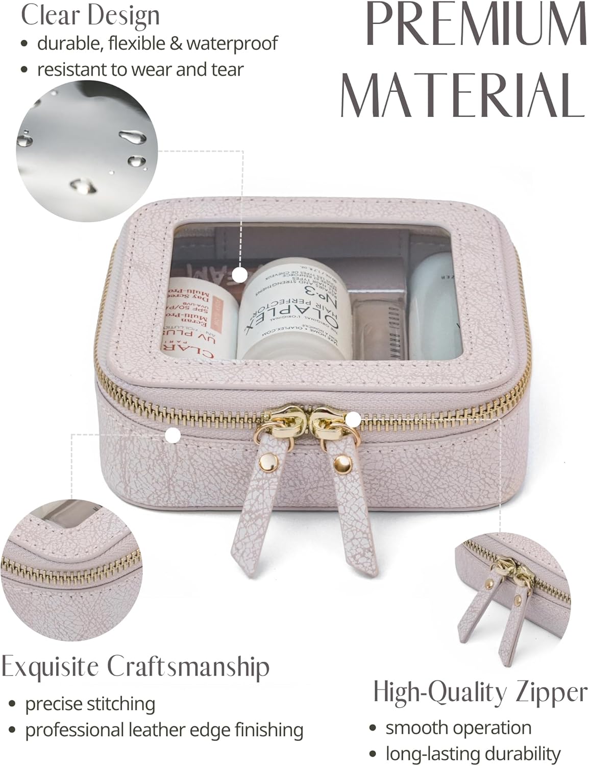Clear Makeup Bag Travel Cosmetic Case Transparent Toiletry Bag with Zipper, Portable Make Up Organizer Traveling Compact Car Bag for Essentials, Sage Green, Medium