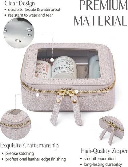 Clear Makeup Bag Travel Cosmetic Case Transparent Toiletry Bag with Zipper, Portable Make Up Organizer Traveling Compact Car Bag for Essentials, Sage Green, Medium