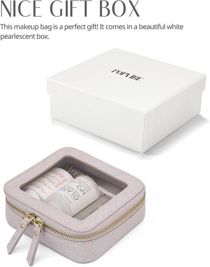 Clear Makeup Bag Travel Cosmetic Case Transparent Toiletry Bag with Zipper, Portable Make Up Organizer Traveling Compact Car Bag for Essentials, Sage Green, Medium