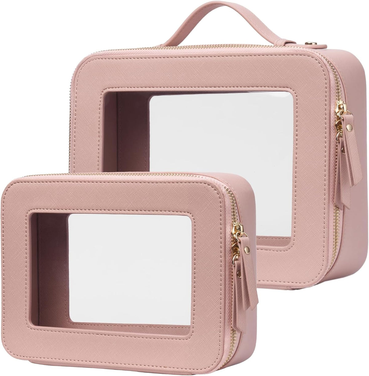 Clear Makeup Bag Travel Cosmetic Case Transparent Toiletry Bag with Zipper, Portable Make Up Organizer Traveling Compact Car Bag for Essentials, Sage Green, Medium