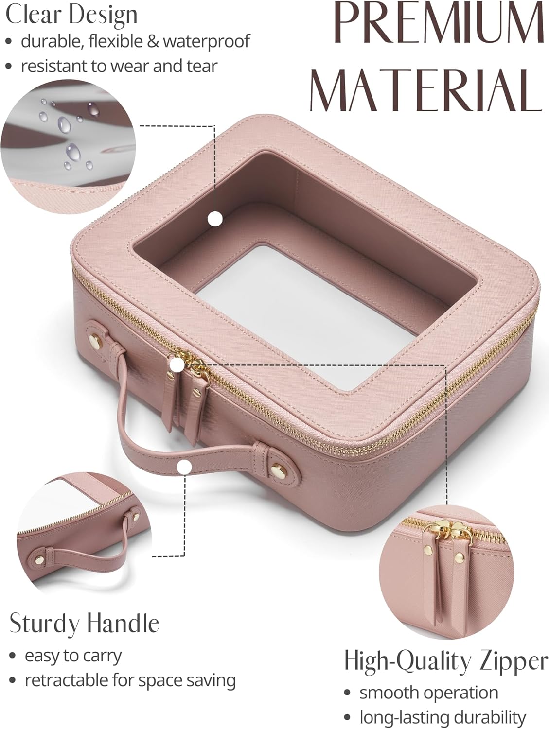Clear Makeup Bag Travel Cosmetic Case Transparent Toiletry Bag with Zipper, Portable Make Up Organizer Traveling Compact Car Bag for Essentials, Sage Green, Medium