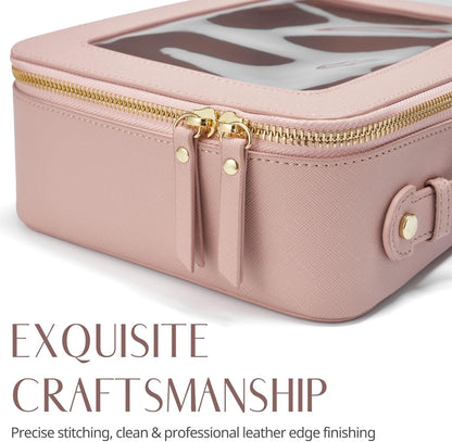 Clear Makeup Bag Travel Cosmetic Case Transparent Toiletry Bag with Zipper, Portable Make Up Organizer Traveling Compact Car Bag for Essentials, Sage Green, Medium