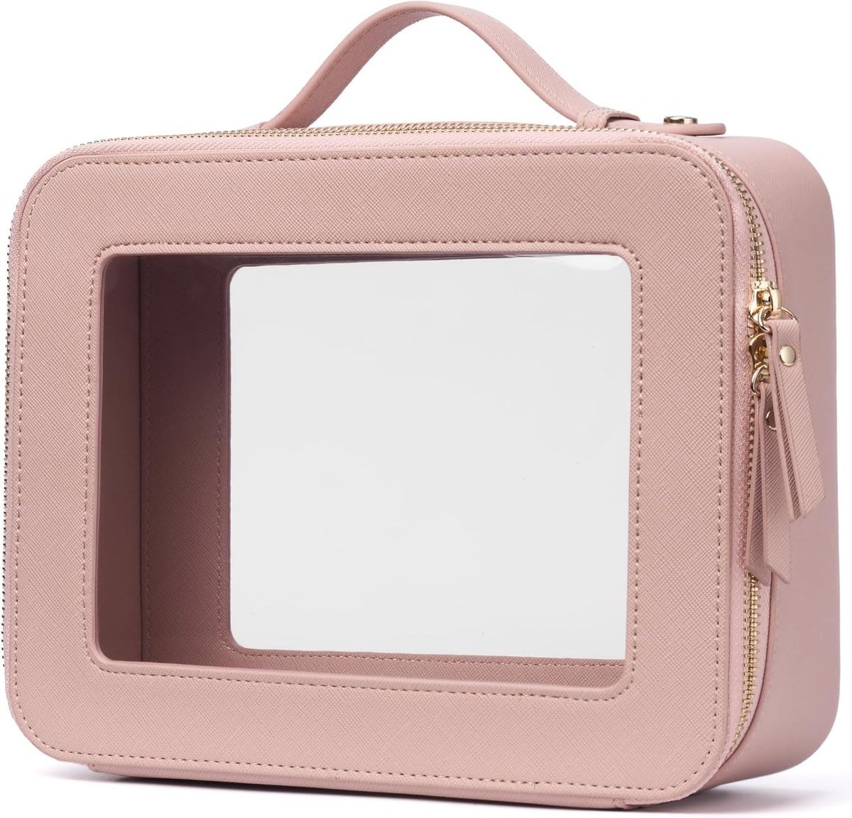 Clear Makeup Bag Travel Cosmetic Case Transparent Toiletry Bag with Zipper, Portable Make Up Organizer Traveling Compact Car Bag for Essentials, Sage Green, Medium