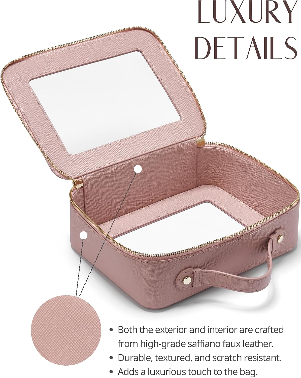 Clear Makeup Bag Travel Cosmetic Case Transparent Toiletry Bag with Zipper, Portable Make Up Organizer Traveling Compact Car Bag for Essentials, Sage Green, Medium