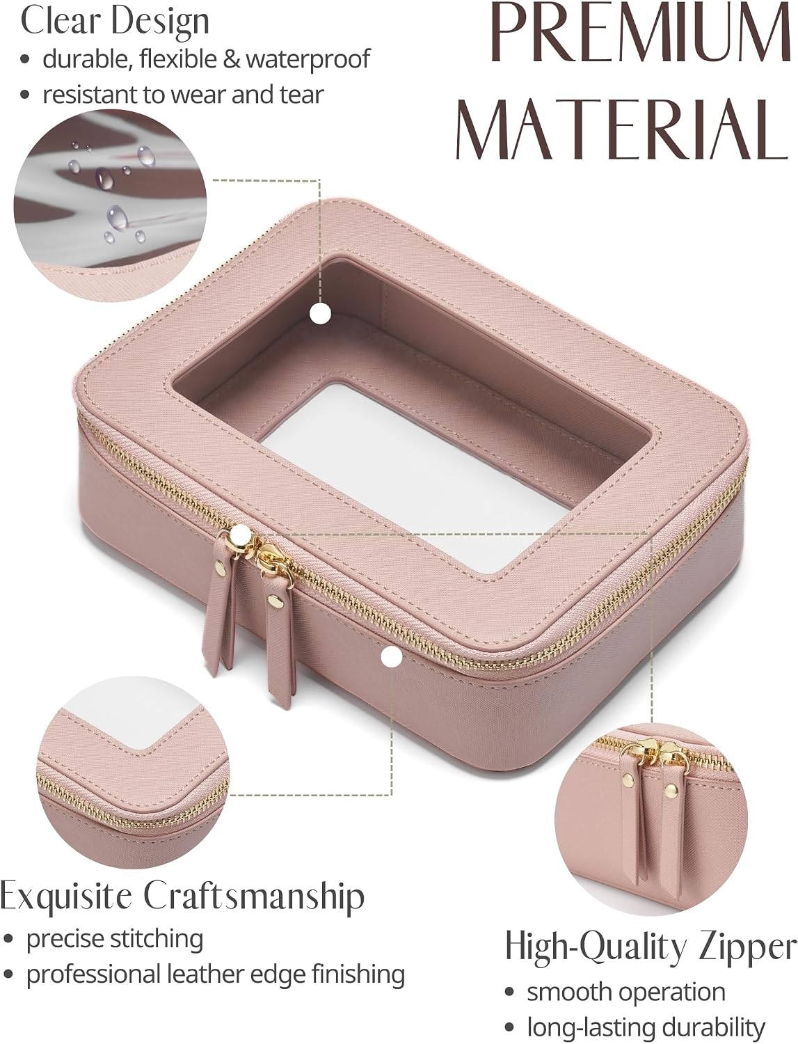 Clear Makeup Bag Travel Cosmetic Case Transparent Toiletry Bag with Zipper, Portable Make Up Organizer Traveling Compact Car Bag for Essentials, Sage Green, Medium