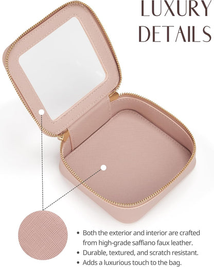 Clear Makeup Bag Travel Cosmetic Case Transparent Toiletry Bag with Zipper, Portable Make Up Organizer Traveling Compact Car Bag for Essentials, Sage Green, Medium